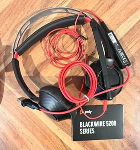 POLY Blackwire 5220 Stereo USB-C & 3,5 mm Computer/Telefon Headset mit Hülle NEU - Bild 1 von 2
