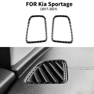 2x Cubierta de marco de salida de ventilación de aire de fibra de carbono negro para Kia Sportage 2017-21 - Imagen 1 de 9