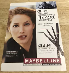 1996 CHRISTY TURLINGTON per MAYBELLINE - Pubblicità stampa rivista vintage - Foto 1 di 1