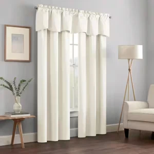 Eclipse Ivory White Polyester 18 in. L x 42 in. W Blackout Rod Pocket Valance - Picture 1 of 7