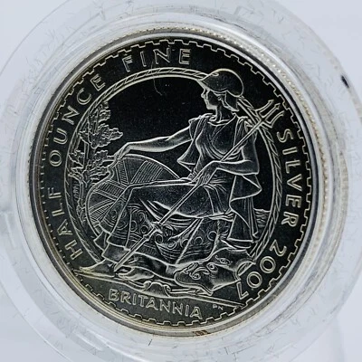 2007 Royal Mint Britannia 1/2oz Silver Satin Matte Proof £1 Coin - 2005 Design - Image 1 of 4