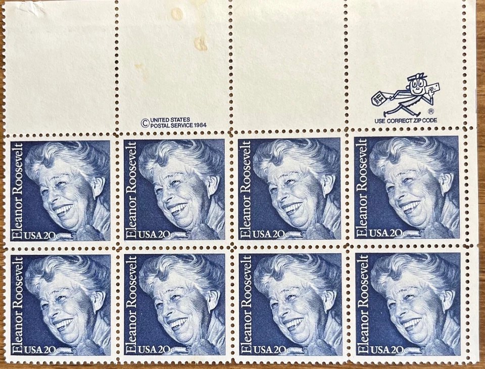 Scott # 2105 - U.S. Block Of 8 Stamps - Eleanor Roosevelt - MNH - 1984 - Image 1 of 1