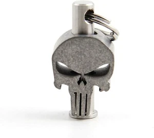 Titanium Alloy Skull Folding Knife Lanyard Bead Paracord Necklace Zipper Pendant - Picture 1 of 9