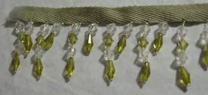 green and clear beaded trim 1.66 yds, beads are 1.5" long - Picture 1 of 6