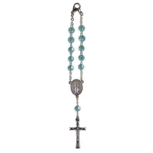 Birthstone Car Rosary 6mm Blue Zircon AB Acrylic Auto Rosary - Picture 1 of 1