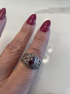 Roter Granat Edelstein 925 Sterling Silber 1981 High School Ring Schermaschine - Bild 1 von 10