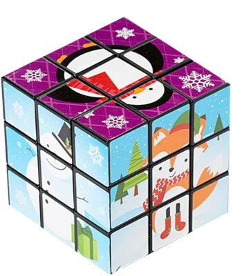 Holiday XMAS Magic Twist Cube Puzzle Snowman Gingerbread Santa Stocking Stuffer - Image 1 of 2