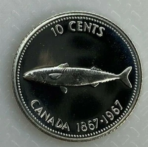 1967 CANADA 10 CENTS PROOF LIKE .800 SILVER DIME COIN - Picture 1 of 2