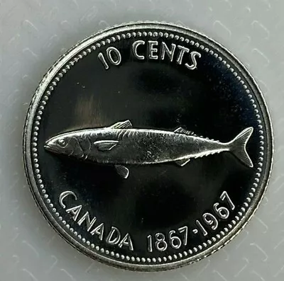 1967 CANADA 10 CENTS PROOF LIKE .800 SILVER DIME COIN - Image 1 of 2