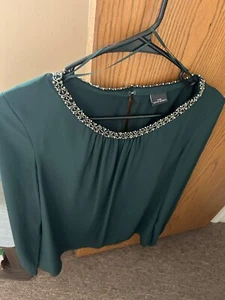 Ladies Six Sense Green Long Sleeve Shirt Size M - Picture 1 of 3