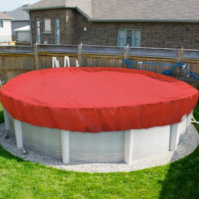Round Winter Pool Cover Safety Heavy Duty Swimming Cover Above Ground Pool Red - Image 1 of 4