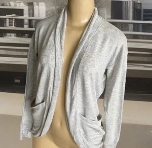 Athleta Girl Cardigan Super Soft Sweater Open Front Thumbholes Gray Youth Sz XL - Picture 1 of 9