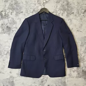 Blazer DAKS Para Hombres 40R Azul Marino Rayas Lana Forrada Chaqueta de Un Solo Pecho C - Imagen 1 de 14