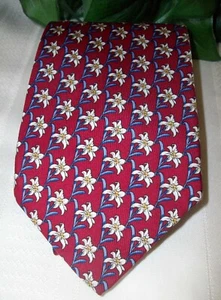 Burberrys Prorsum 100% Silk Soie Floral Neck Tie England Mens Red Preowned - Picture 1 of 12