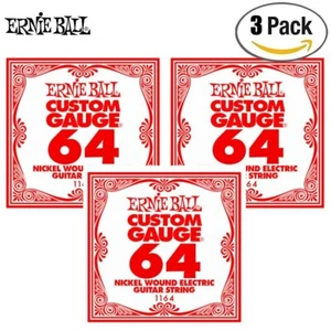 3-PACK Ernie Ball P01164 Nickel Wound .064 Electric Guitar Strings - Picture 1 of 1