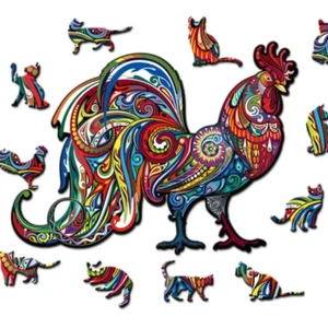Roster Wooden Jigsaw Puzzles, unique irregular animal shaped great Gifts. - Picture 1 of 5