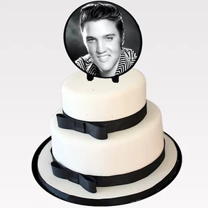 Elvis Presley Cake Topper 6" Width x 3" Stakes Two-Sided Image Decorative Favor - Picture 1 of 2
