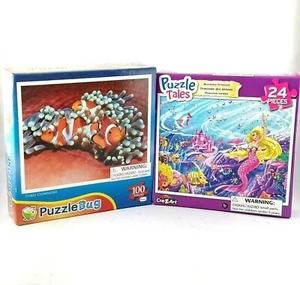 Mermaid Princess 24 Pce + Clown Fish 100 Pce Jigsaw Puzzles Pack lot Suit 3+ yrs - Picture 1 of 7
