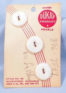 3 White Moonglow Glass Buttons DuKay Product Pearls MOC NOS - Picture 1 of 1