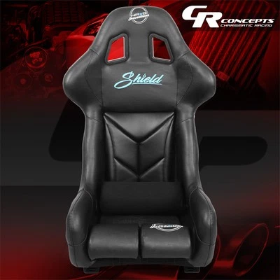 NRG Innovations Vegan Micro Black Vinyl Fixed Back Bucket Racing Seat Large Size - Image 1 of 4