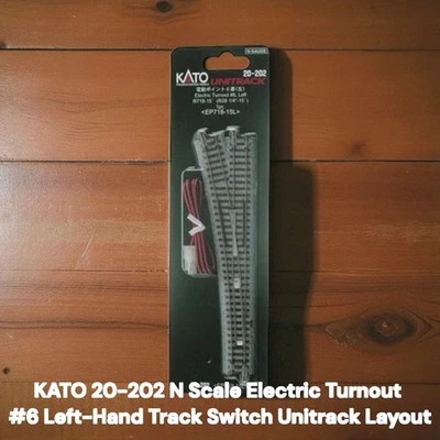 KATO 20-202 N Scale Electric Turnout #6 Left-Hand Track Switch Unitrack Layout - Image 1 of 4