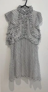 Mossman Dress Size 12 Womens Polka Dot Draped Sleeve Mini - Picture 1 of 4
