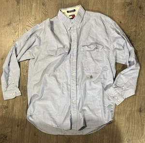 Vintage 90s TOMMY JEANS Jeanshemd Herren Large Blau Wappen Logo Tommy Hilfiger - Bild 1 von 13