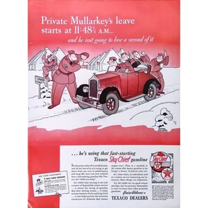 Texaco Sky Chief Gasoline 1941 Print Ad Private Mullarkey War II Army 11"X14" - Bild 1 von 3