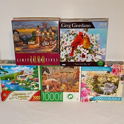 Lot Of 5 Assorted 1000 Piece Jigsaw Puzzles - Image 1 of 3