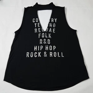 Express One Eleven Women's Sleeveless Cut Out T Shirt Music Festival Biker L - Picture 1 of 7