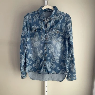 Cowgirl Tuff Co Women’s Paisley Denim Snap Button Western Shirt Blue Size S - Image 1 of 4