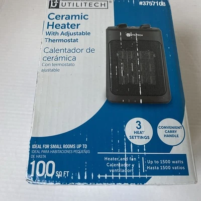 Space Heater Utilitech Ceramic heater 1500w Adjustable Thermostat h 3757108 - Image 1 of 4