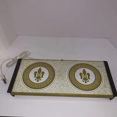 Bandeja de calentamiento eléctrica de doble quemador vintage Warm-O-Tray Harvest Gold, se calienta rápido Foto 1 de 4