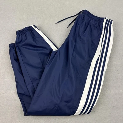 VINTAGE Adidas Track Pants Mens Medium Navy White 3-Stripes Zip Hem Y2K 00s - Image 1 of 4