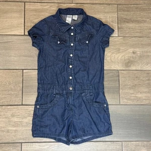 Y2K Guess Denim Romper Short Sleeve Button Up Casual girls Romper Size 10 - Picture 1 of 5