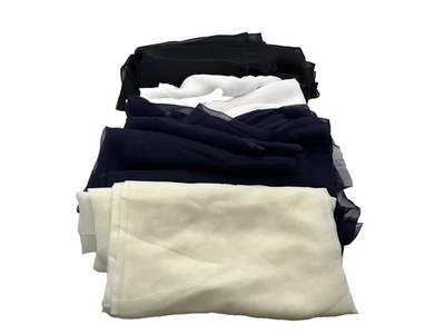 18 + Yards  Sheer Fabric Remnants Black, Navy, White & Ivory Chiffon Mix - Image 1 of 4