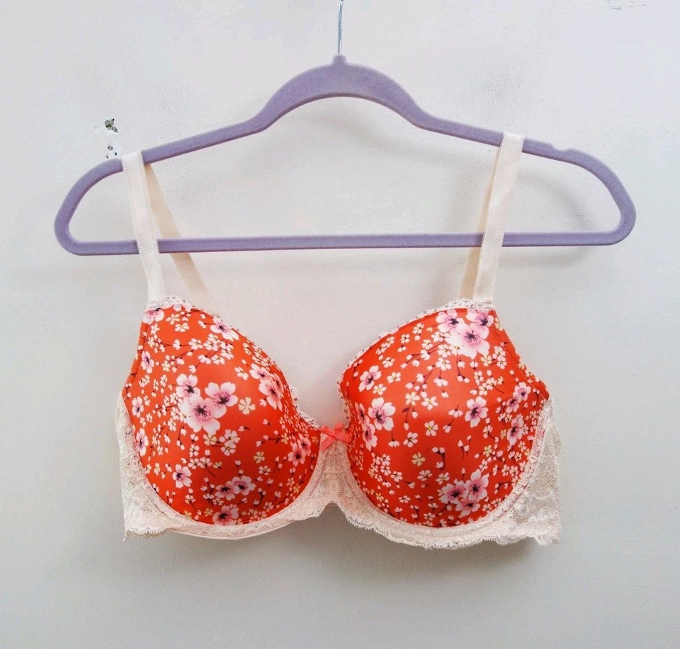 Victorias Secret Dream Angel Lined Demi Floral Orange Bra (40D) NWOT! - Image 1 of 4