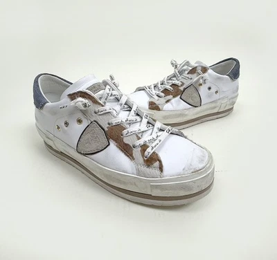 Zapatillas bajas Philippe Model Paris de cuero blanco pelo de pony talla 38 Foto 1 de 4