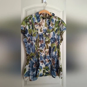 TOP Multicolor Mujer Talla M Estampado Floral TROPICAL VERANO PROFESIONAL OFICINA CABAÑA - Imagen 1 de 8