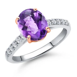 2.33 Ct Garnet G/H Lab Grown Diamond 10K White and Rose Gold Engagement Ring - Picture 1 of 36