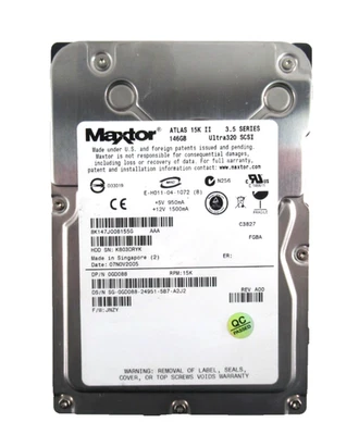 Maxtor Atlas II 146GB Ultra 320 SCSI 3.5" 15K 8MB (80-Pin) HDD - GD088 - Image 1 of 2