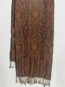 80 x 27 Jamawar Paisley Hand Stitched Pashmina Cashmere Wool Wrap Shawl - Picture 1 of 12