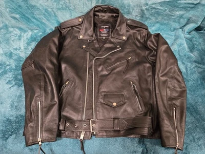 Mossi Black Men's Premium Leather Motorcycle Jacket - Imagem 1 de 4