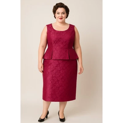 Vintage 50s Anne Carter Beckendorf Bros Brocade Floral Satin Dress Formal Sheath - Image 1 of 4