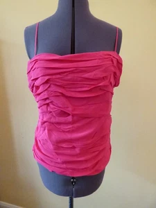 MONSOON Silk Mix Bright Fushia Pink Ruched Lined Sleeveless Strappy Top Size 18 - Picture 1 of 20
