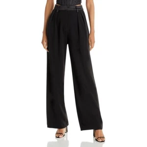 Aqua x Maeve Reilly Women's Black Knit Satin Trim Dress Pants Sz S B4HP - Picture 1 of 3