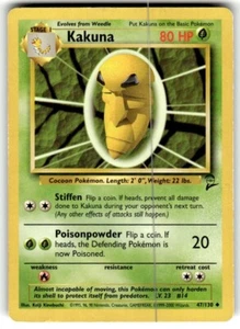 Pokémon TCG - Kakuna 47/130 Base Set 2 - Unlimited Uncommon Card - WOTC - Played - Picture 1 of 2