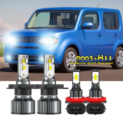 Kit combo de faróis de LED para lâmpadas de neblina de feixe alto/baixo Nissan Cube 2009-2014 - Imagem 1 de 4