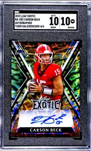 2023 Eclectic Autograph #d/4 Carson Beck Tiger Kaleidoscope Auto SGC 10 Gem Mint - Picture 1 of 5