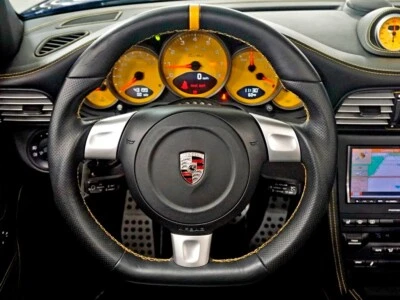 Sportive Flat bottom Black NAPA Porsche steering wheel 997.1 987 Carrera Yellow Foto 1 de 4
